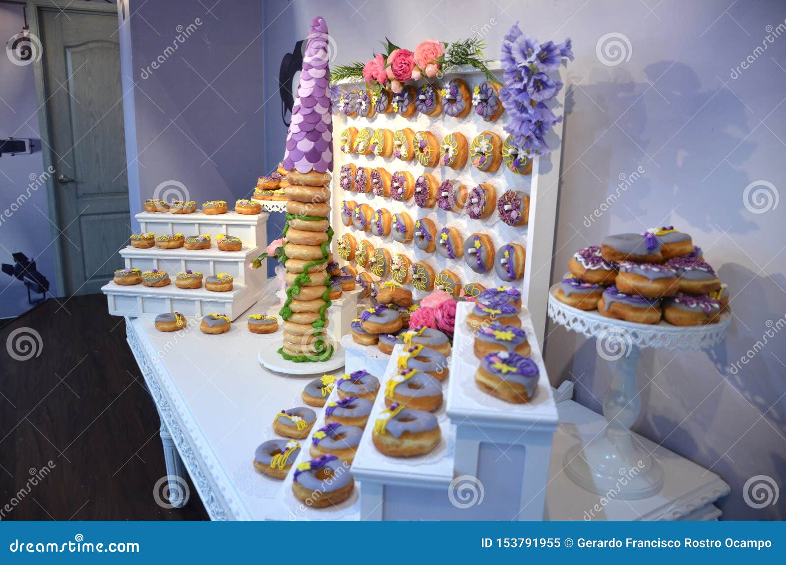 rapunzel inspired doughnut birthday cake